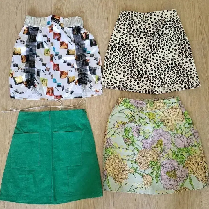 [BUNJANG] Leopard Pattern Linen Skirt Set (4 Types) / 호피.패턴.린넨스커트4종세트