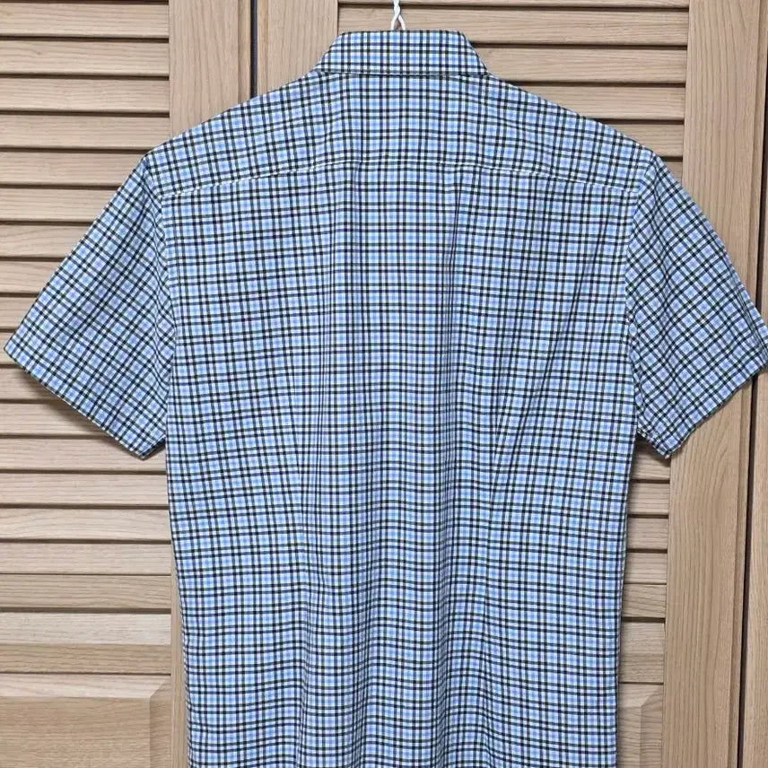 [BUNJANG] Beanpole Short Sleeve Checkered Shirt Blue Size 95 Slim Fit / 빈폴 반팔 체크 셔츠 하늘색 95 슬림핏