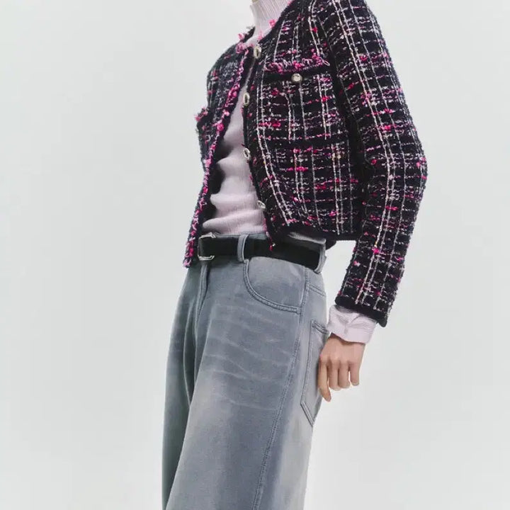[BUNJANG] TIME Collection Fringe Black Pink Tweed Jacket / 새상품)한섬 타임 TIME 프린지 블랙 핑크 트위드 자켓