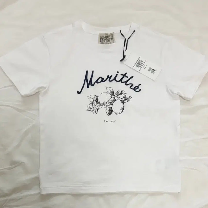 [BUNJANG] Marithe Lemon Cropped T-Shirt White Size S / [새 상품] 마리떼 레몬 크롭 반팔티 s