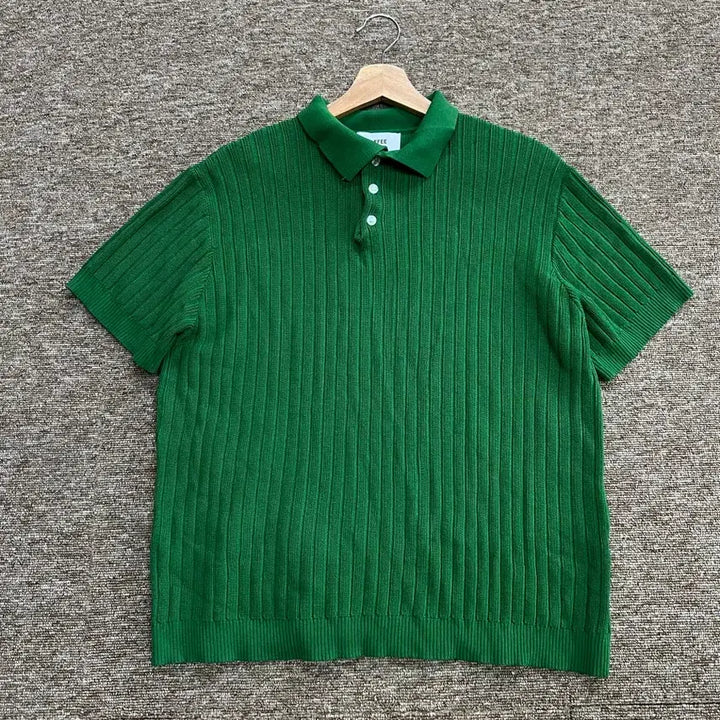 [BUNJANG] Topi Green Knit Short Sleeve T-Shirt (M) / 토피 그린 니트 반팔티 M