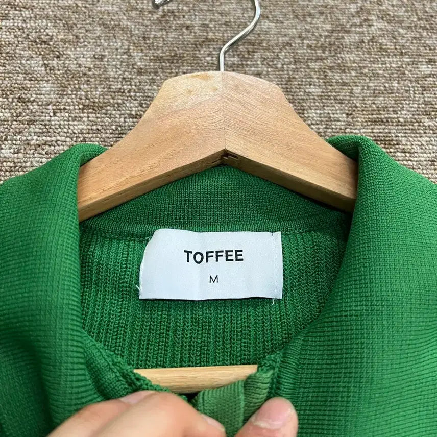 [BUNJANG] Topi Green Knit Short Sleeve T-Shirt (M) / 토피 그린 니트 반팔티 M