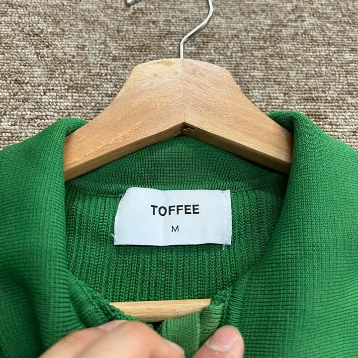 [BUNJANG] Topi Green Knit Short Sleeve T-Shirt (M) / 토피 그린 니트 반팔티 M