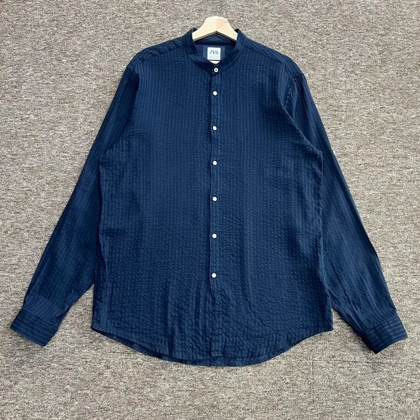 [BUNJANG] ZARA Navy Slim Fit Henley Shirt XL / 자라 ZARA 네이비 헨리넥셔츠 XL