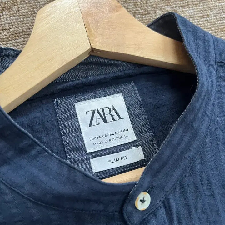 [BUNJANG] ZARA Navy Slim Fit Henley Shirt XL / 자라 ZARA 네이비 헨리넥셔츠 XL