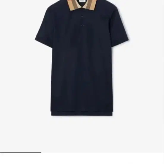 [BUNJANG] Burberry Navy Cotton Polo Shirt with Check Detail / 버버리 스모크 네이비 폴로셔츠