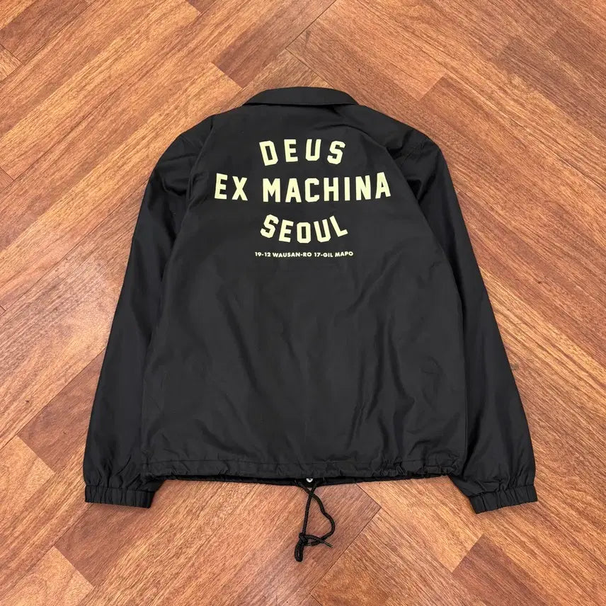 [BUNJANG] M DEUS Korea College Coach Jacket Black / M DEUS 데우스 엑스 마키나 코리아 컬리지 코치 자켓 블랙