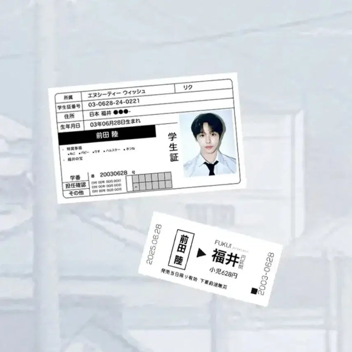 [BUNJANG] NCT WISH Riku Student ID &amp; Fukui Ticket Goods / 엔시티 위시 리쿠 학생증 후쿠이행 티켓 굿즈 비공굿