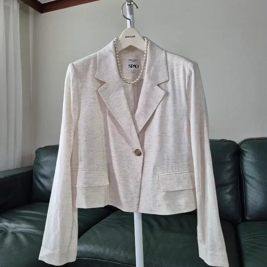 [BUNJANG] SPAO Cropped Jacket Ivory Size S / SPAO 크롭 자켓 아이보리 S 사이즈