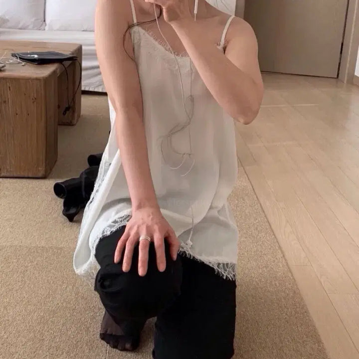 [BUNJANG] Basket Bustier Lace Dress Layered Top / 도매 basket바스켓 레이어드 뷔스티에 레이스슬리브