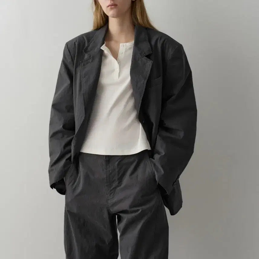[BUNJANG] Facade Pattern Vintage Cotton Jacket Charcoal M / 파사드패턴 빈티지 코튼 재킷 차콜 M