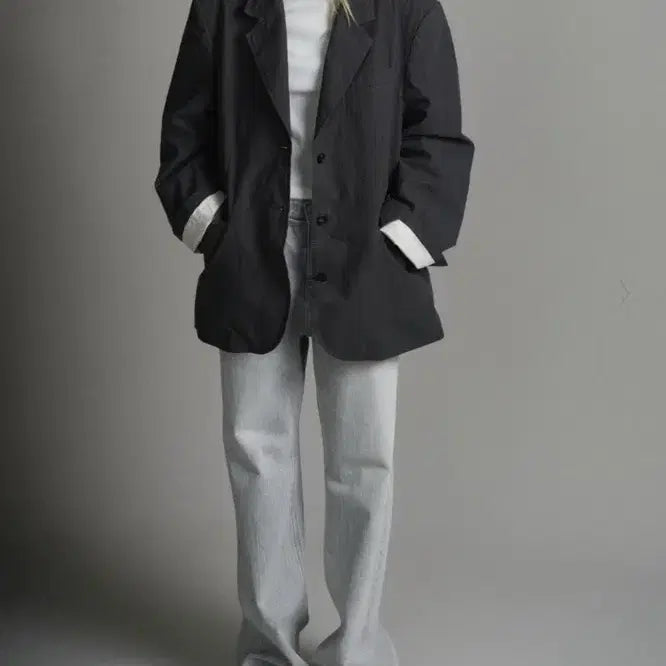 [BUNJANG] Facade Pattern Vintage Cotton Jacket Charcoal M / 파사드패턴 빈티지 코튼 재킷 차콜 M