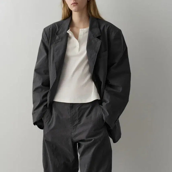 [BUNJANG] Facade Pattern Vintage Cotton Jacket Charcoal M / 파사드패턴 빈티지 코튼 재킷 차콜 M