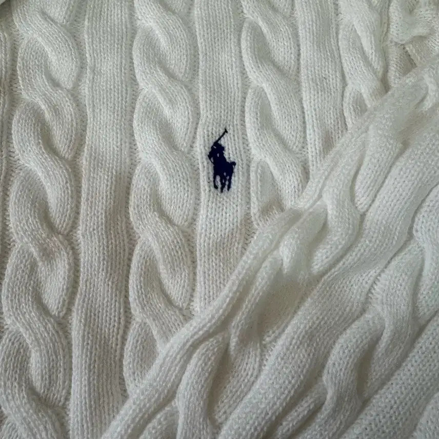 [BUNJANG] Polo Ralph Lauren White Cable Knit Sweater M / 폴로랄프로렌 화이트 니트