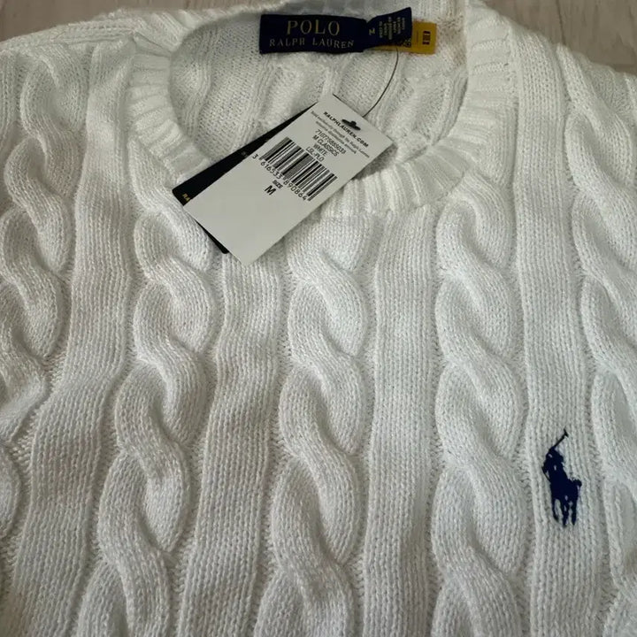 [BUNJANG] Polo Ralph Lauren White Cable Knit Sweater M / 폴로랄프로렌 화이트 니트