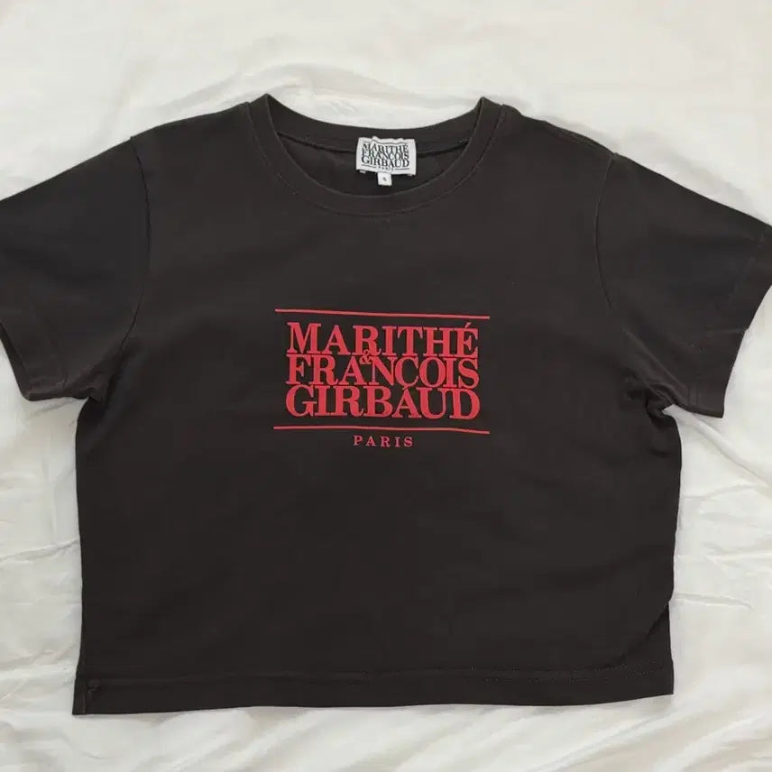 [BUNJANG] Marithe Cropped Short Sleeve T-Shirt Size S Charcoal / 마리떼 크롭 반팔티 s
