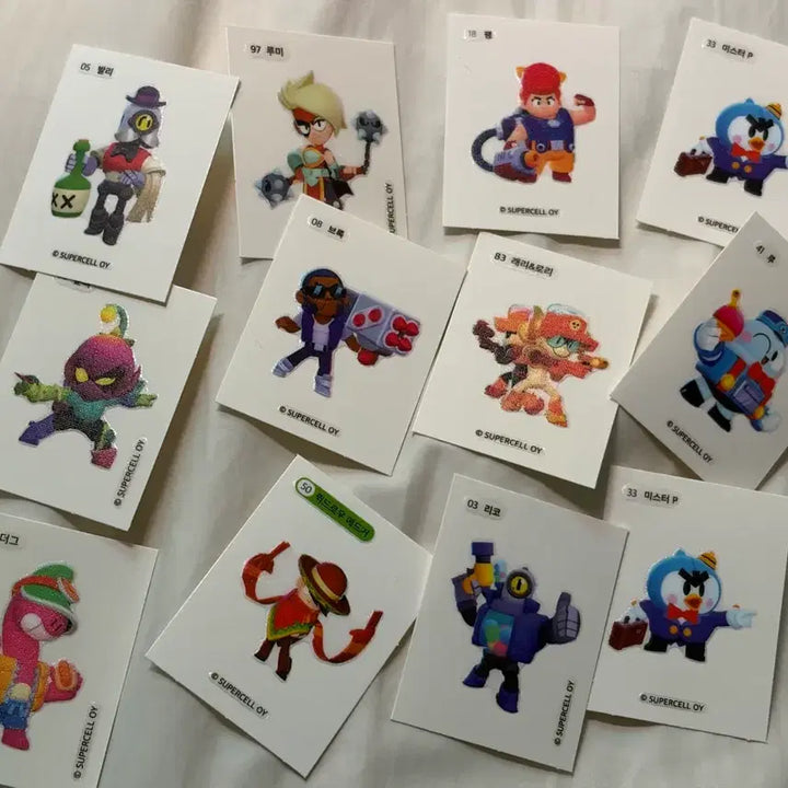 [BUNJANG] Brawl Stars Sticker Sheet Bundle - Edgar, Brock, Pam, Fang, Lou, Rico, Doug, Lily / 브롤스타즈 띠부씰 스티커 캐릭터 일괄 에드거 브록 팸 루 리코 더그 릴리