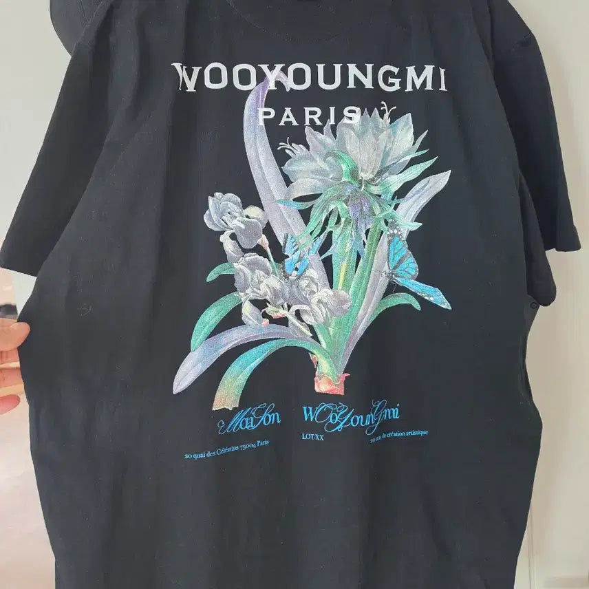 [BUNJANG] Wooyoungmi 23SS Flower Back Logo T-Shirt Black 48 / 우영미 23SS 플라워  백로고 티셔츠 블랙 48