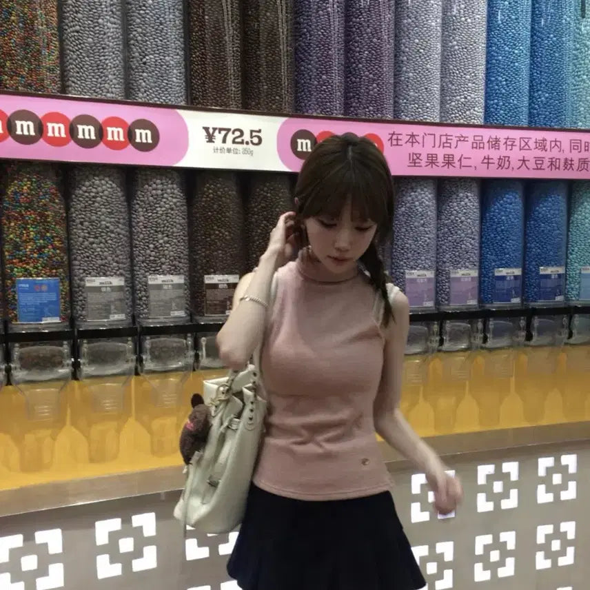 [BUNJANG] B.tiny Ribbon Knit Sleeveless Top - Pink / 가격내림끝 아이브 레이 착용 포어링 B.tiny ribbon knit