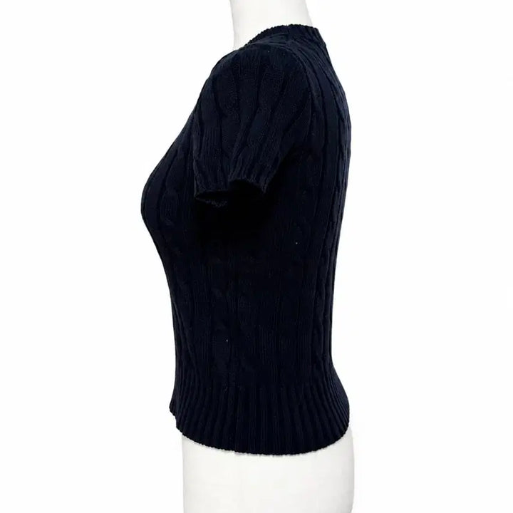 [BUNJANG] Polo Ralph Lauren Navy Cable Short Sleeve Knit S / 폴로 랄프로렌 네이비 케이블 반팔 니트 S (정품/상태좋음)
