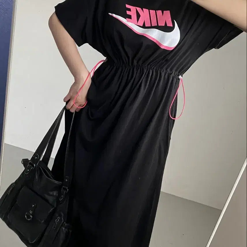 [BUNJANG] Nike Swoosh Long Dress / 스우시 반팔 롱 원피스