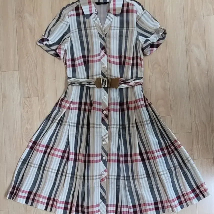 [BUNJANG] Daks Check Belt Set Dress / 닥스 체크 원피스 벨트 세트 S/M 사이즈