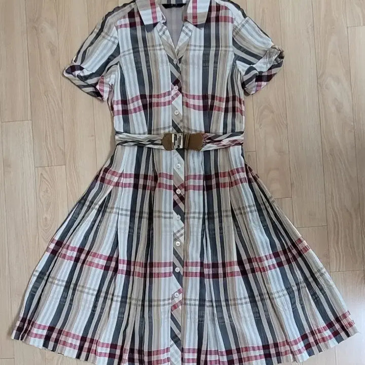 [BUNJANG] Daks Check Belt Set Dress / 닥스 체크 원피스 벨트 세트 S/M 사이즈