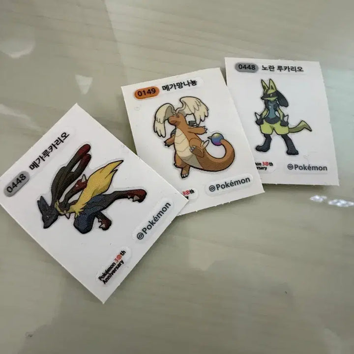 [BUNJANG] Lucario, Dragonite, Mega Lucario, Mega Dragonite Ddakji Sticker Set / 루카리오, 망나뇽 띠부씰 판매