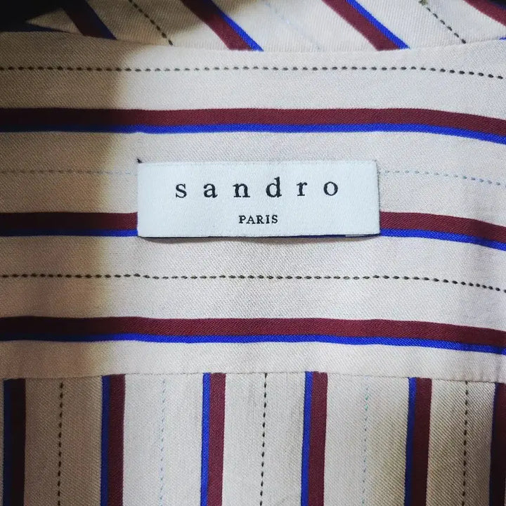 [BUNJANG] Sandro Paris Striped A-Line Shirt Dress with Belt / [최상급] 정품산드로(Sandro)스트라이프 A라인 셔츠형 벨트롱 원피스
