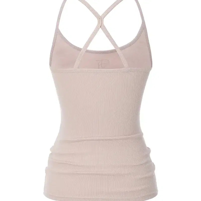 [BUNJANG] 3Times Jewel Cross Back Tank Top - Pink / 쓰리타임즈 Jewel cross back tank top