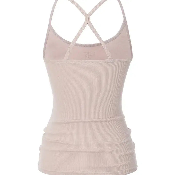 [BUNJANG] 3Times Jewel Cross Back Tank Top - Pink / 쓰리타임즈 Jewel cross back tank top