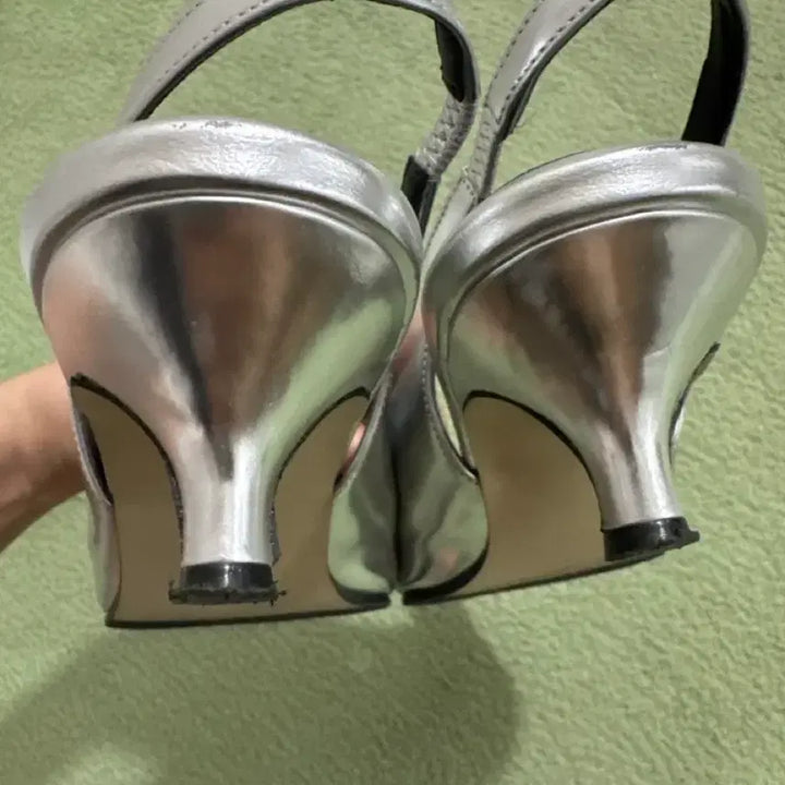 [BUNJANG] Selina Handmade Slingback Shoes - Silver Cubic Embellishment / 수제화 슬링백235