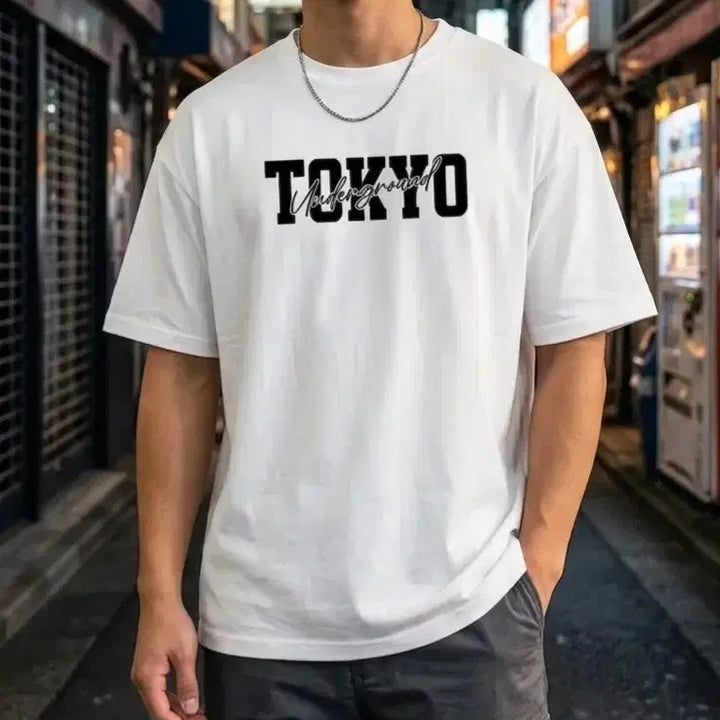 [BUNJANG] White Cotton T-Shirt Car Print XXL / 새상품 TOKYO 흰색면 티셔츠