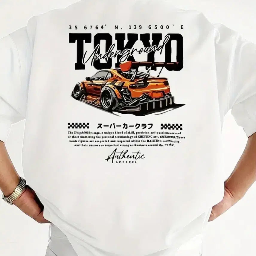 [BUNJANG] White Cotton T-Shirt Car Print XXL / 새상품 TOKYO 흰색면 티셔츠