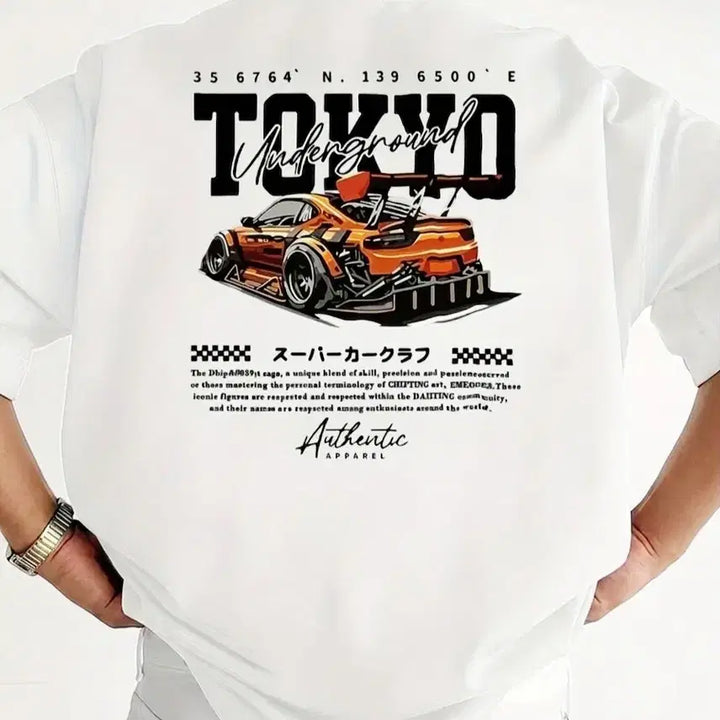 [BUNJANG] White Cotton T-Shirt Car Print XXL / 새상품 TOKYO 흰색면 티셔츠