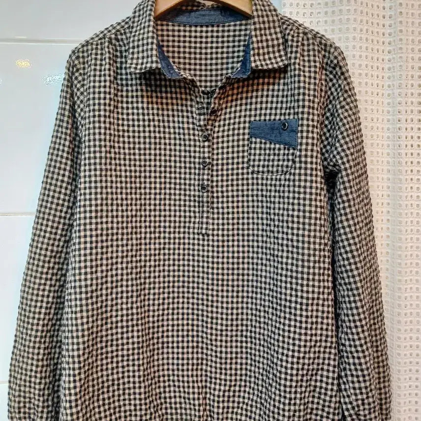 [BUNJANG] Gingham Check Long Sleeve Shirt / 깅엄 체크 긴팔  free