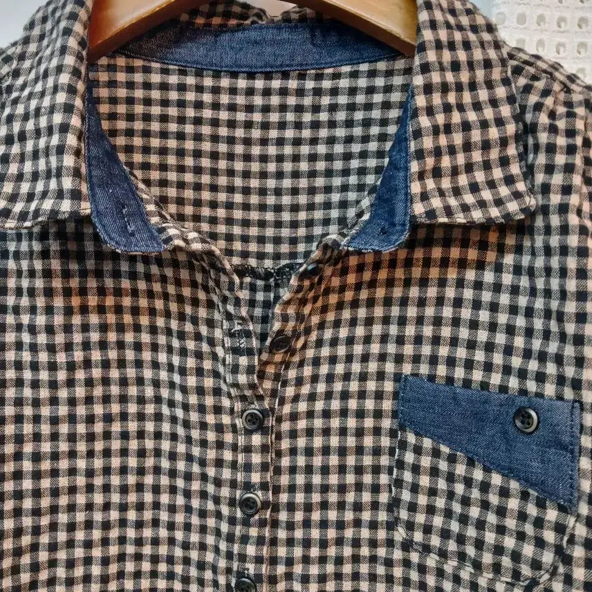 [BUNJANG] Gingham Check Long Sleeve Shirt / 깅엄 체크 긴팔  free