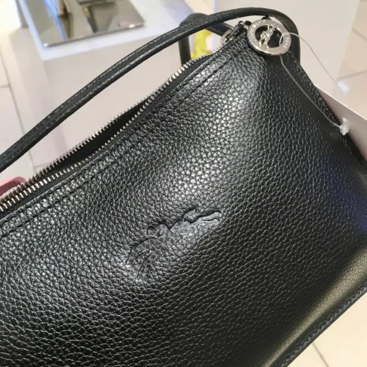 [BUNJANG] Longchamp Le Pliage Crossbody Bag - Black Pebble Leather / 롱샴 르 플로네 크로스바디백