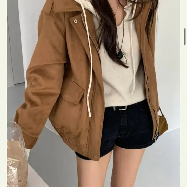 [BUNJANG] Modern Robe Suede Blouson Jacket Camel / 모던로브 블루종 카멜 스웨이드 컬러 ㅡ 차무희 아우터 느낌