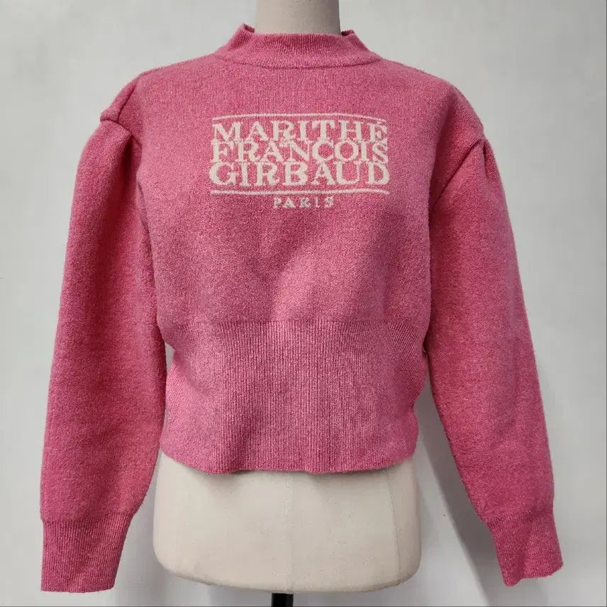 [BUNJANG] Marithe Francois Girbaud Classic Logo Crop Knit Pink / [정품] 마리떼 프랑소와 저버 클래식 로고 크롭 니트 핑크