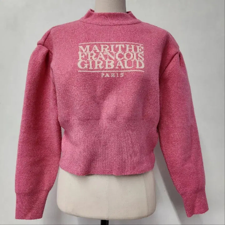 [BUNJANG] Marithe Francois Girbaud Classic Logo Crop Knit Pink / [정품] 마리떼 프랑소와 저버 클래식 로고 크롭 니트 핑크