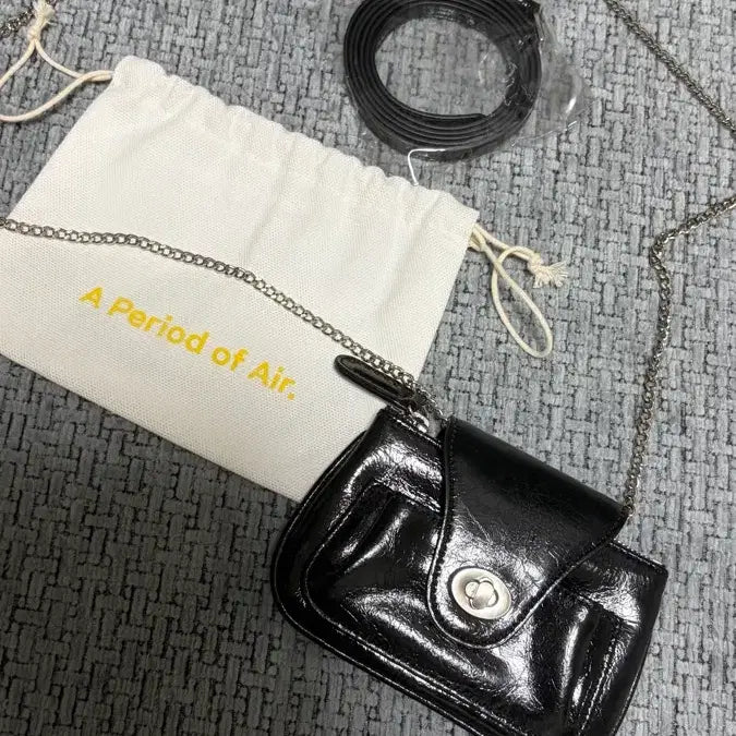 [BUNJANG] Apoa Wallet Bag Black with Chain / 아포아 월렛백 블랙 체인 포함