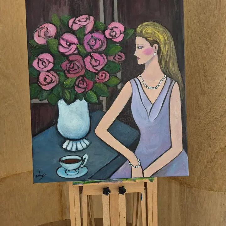 [BUNJANG] Woman in a Violet Dress Oil Painting / 바이올렛 드레스를 입은 여인