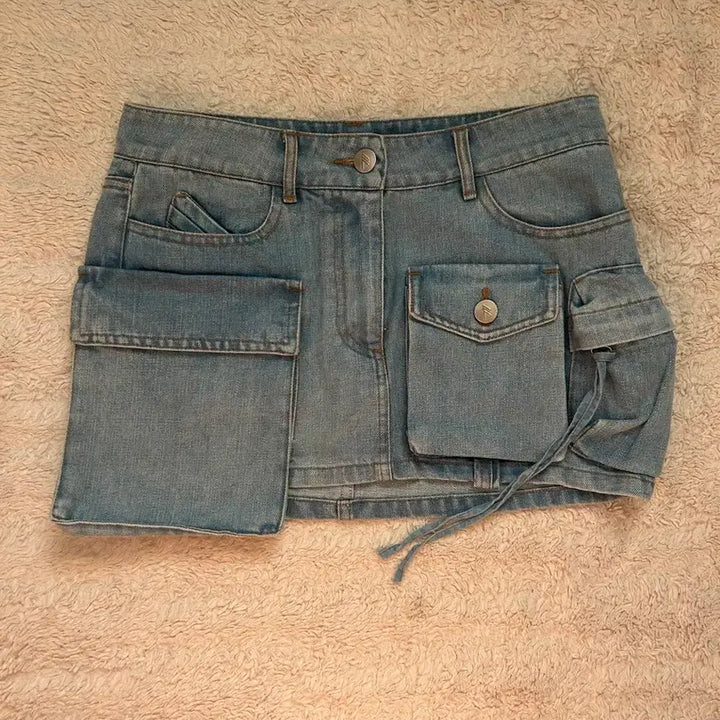 [BUNJANG] GOGIRL Light Blue Pocket Cargo Mini Denim Skirt - Size S / 최종가*고걸 연청 포켓 카고 미니 청치마 S