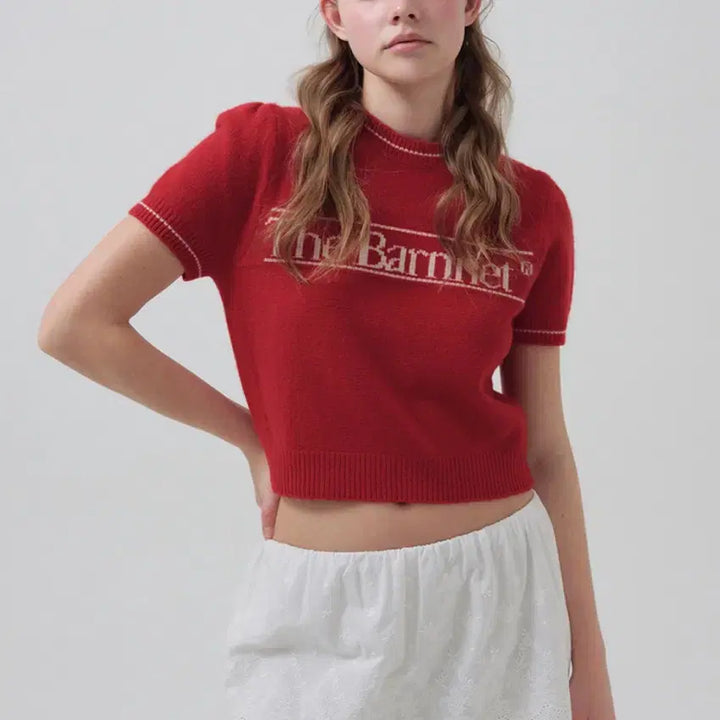 [BUNJANG] TheBarnet Bera Logo Short Sleeve Knit Top / 더바넷 bera logo kint top 반팔니트