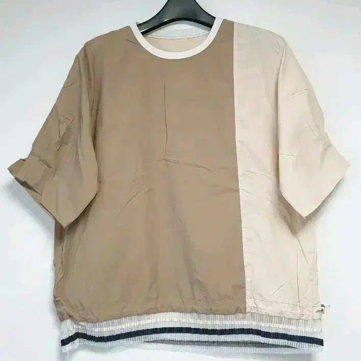 [BUNJANG] Colorblock Layered Short Sleeve T-Shirt / 배색 레이어드 반팔 티셔츠