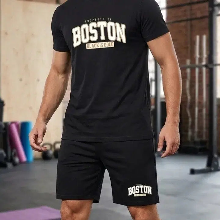 [BUNJANG] Boston Black Short Sleeve T-Shirt and Shorts Set / 새상품 보스턴 블랙 반팔 티셔츠 반바지 세트