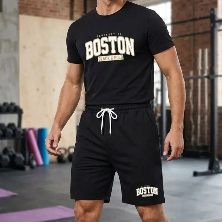 [BUNJANG] Boston Black Short Sleeve T-Shirt and Shorts Set / 새상품 보스턴 블랙 반팔 티셔츠 반바지 세트