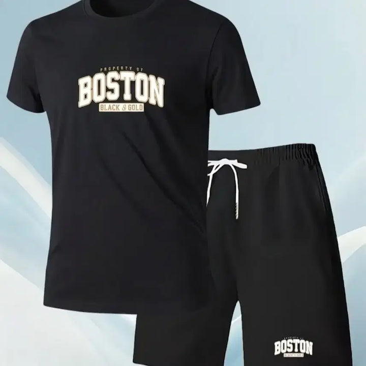 [BUNJANG] Boston Black Short Sleeve T-Shirt and Shorts Set / 새상품 보스턴 블랙 반팔 티셔츠 반바지 세트