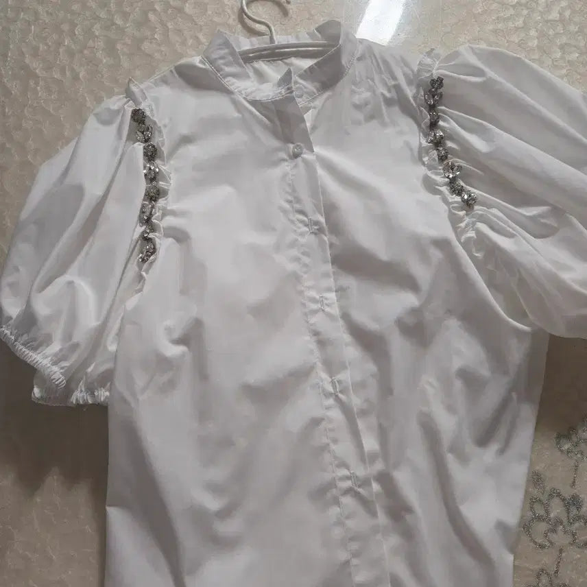 [BUNJANG] White Puff Blouse Shirt / 화이트 퍼프 셔츠 블라우스